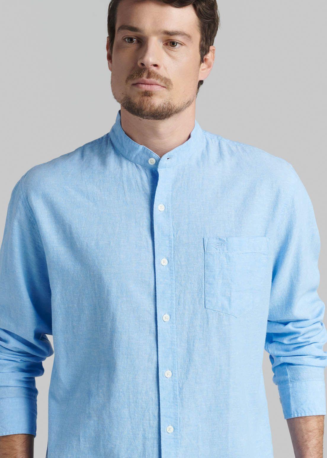 Camisa Cuello Mao Lino Midland Sky-2