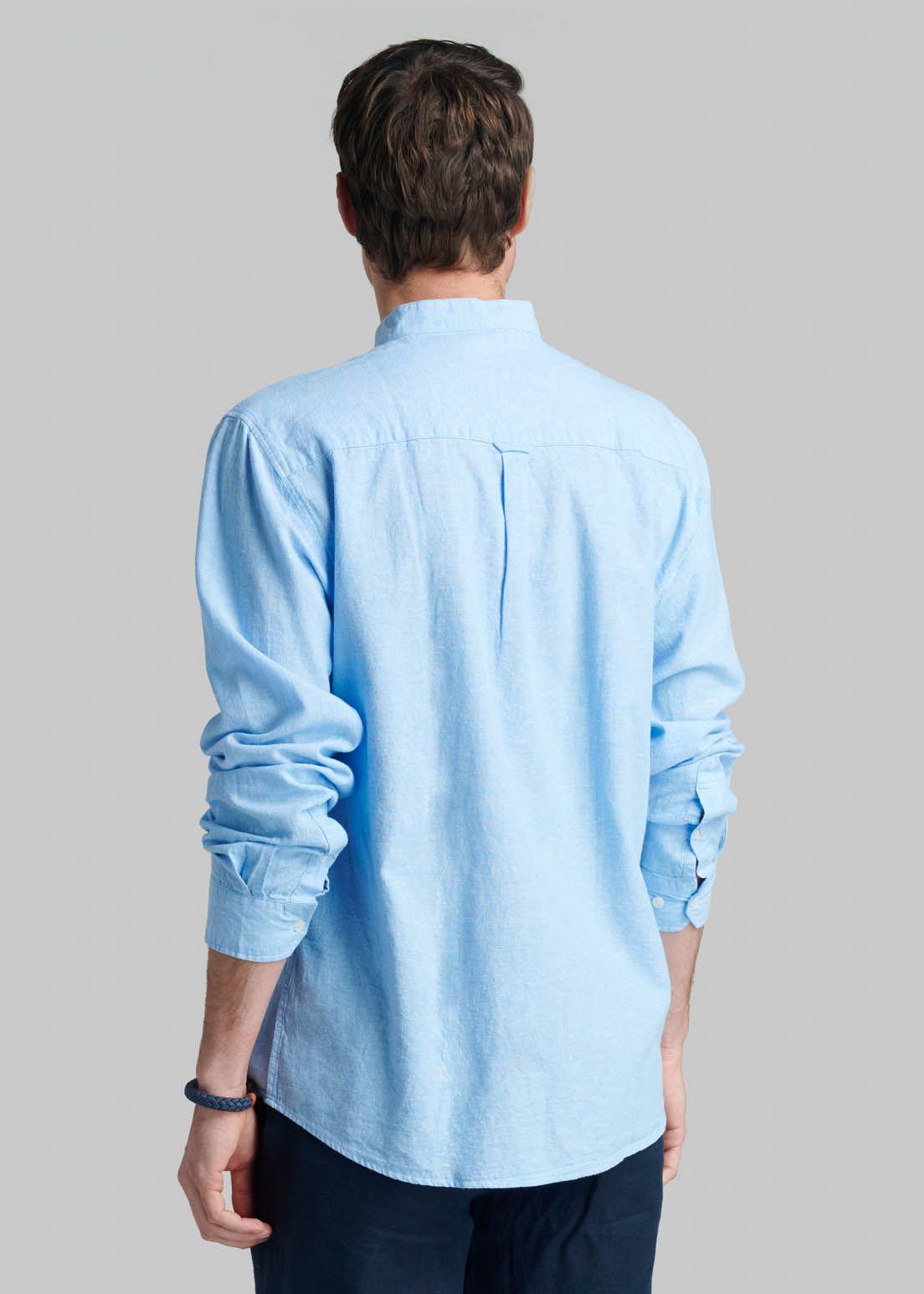 Camisa Cuello Mao Lino Midland Sky-3