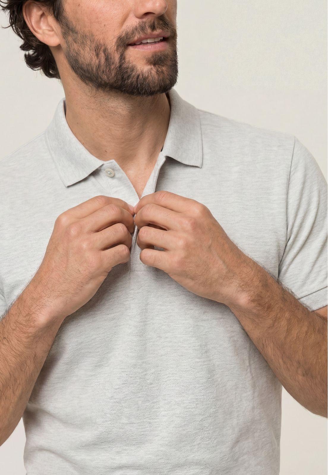 Polo Piqué Oyster Melange-3