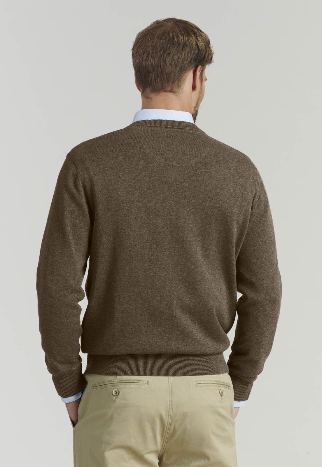 Sweater V Neck Melange F Smart Casual Brown-3