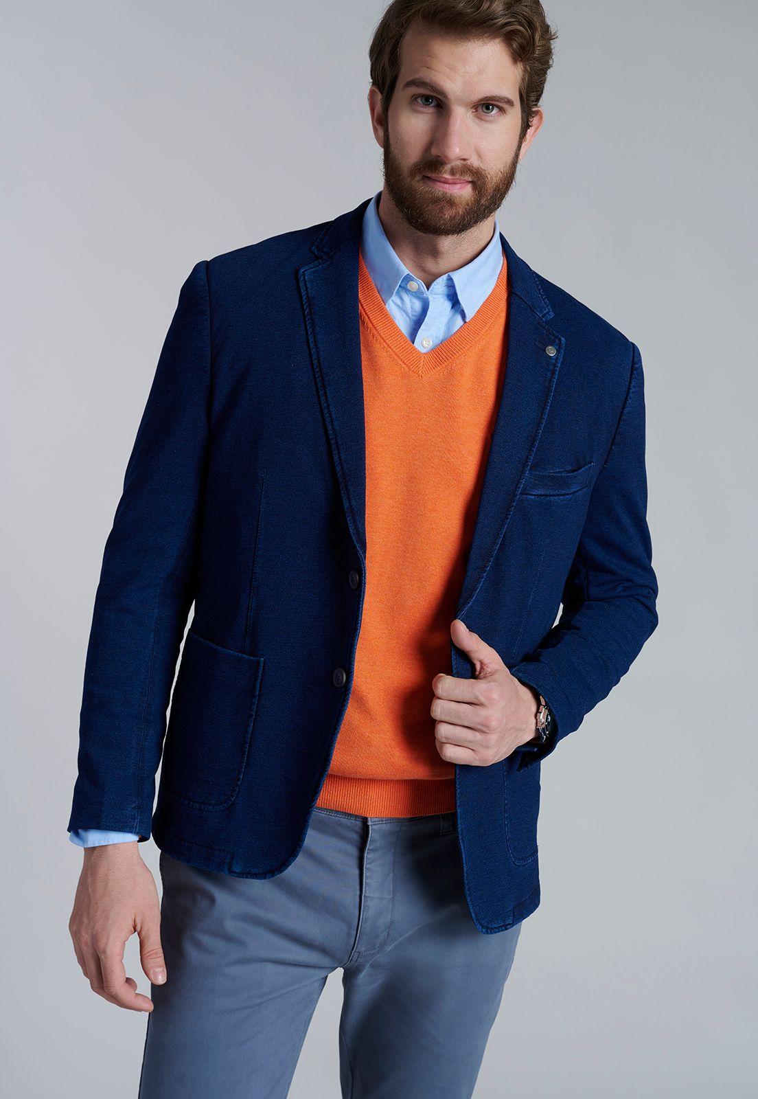 Sweater V Neck Melange F Orange-4