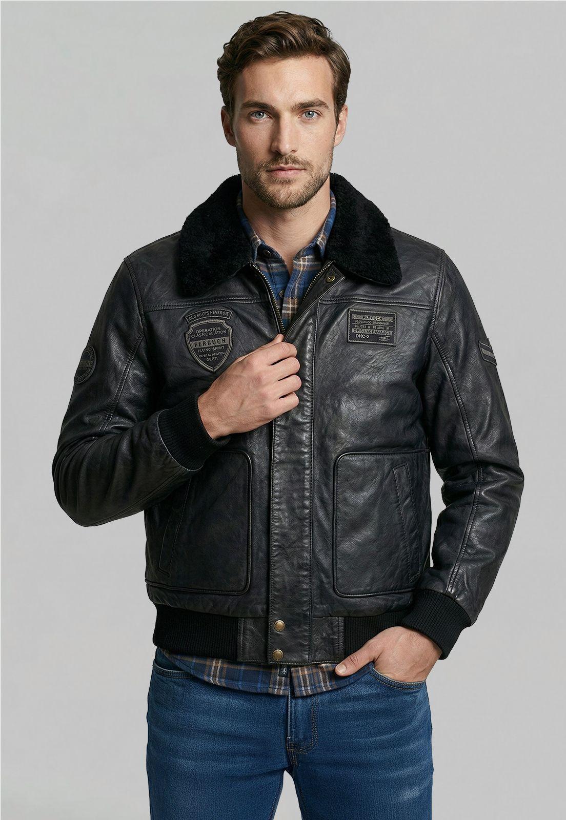 Chaqueta De Cuero Pilot Black-0