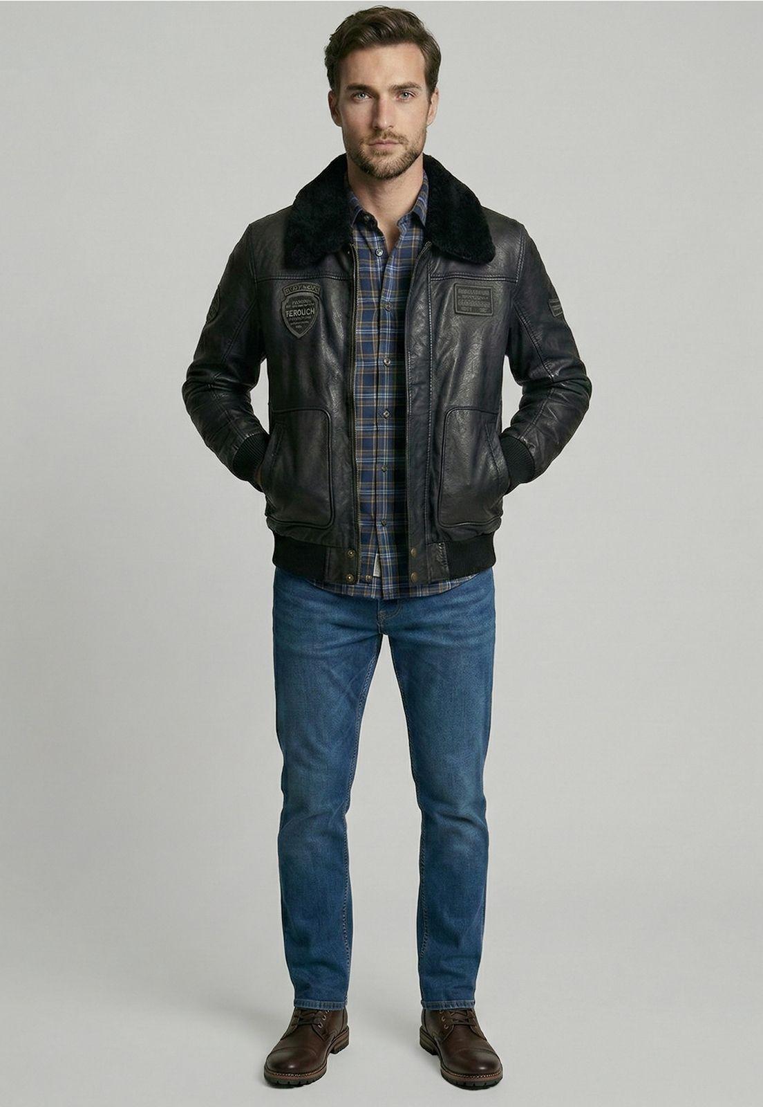 Chaqueta De Cuero Pilot Black-1