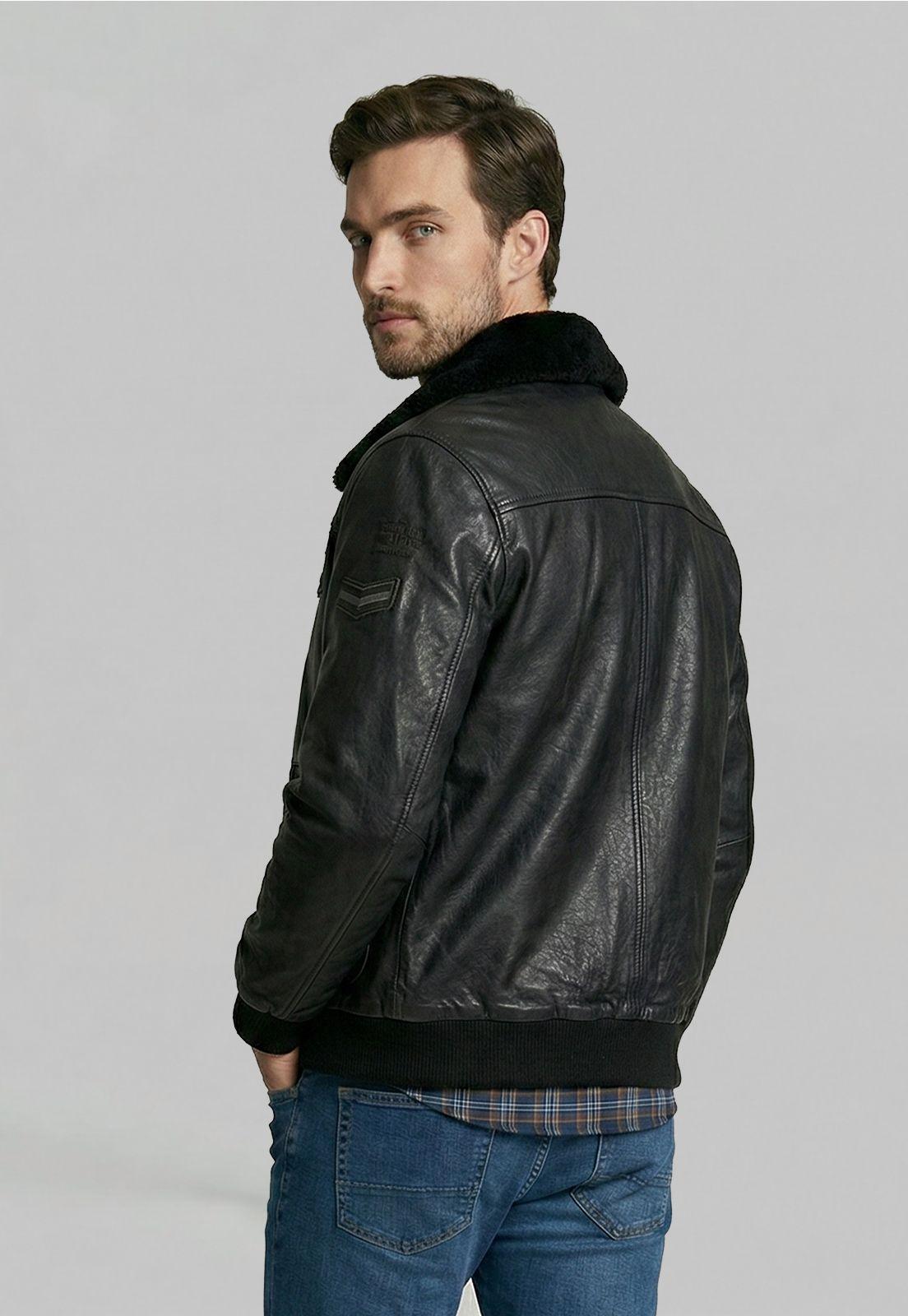 Chaqueta De Cuero Pilot Black-3