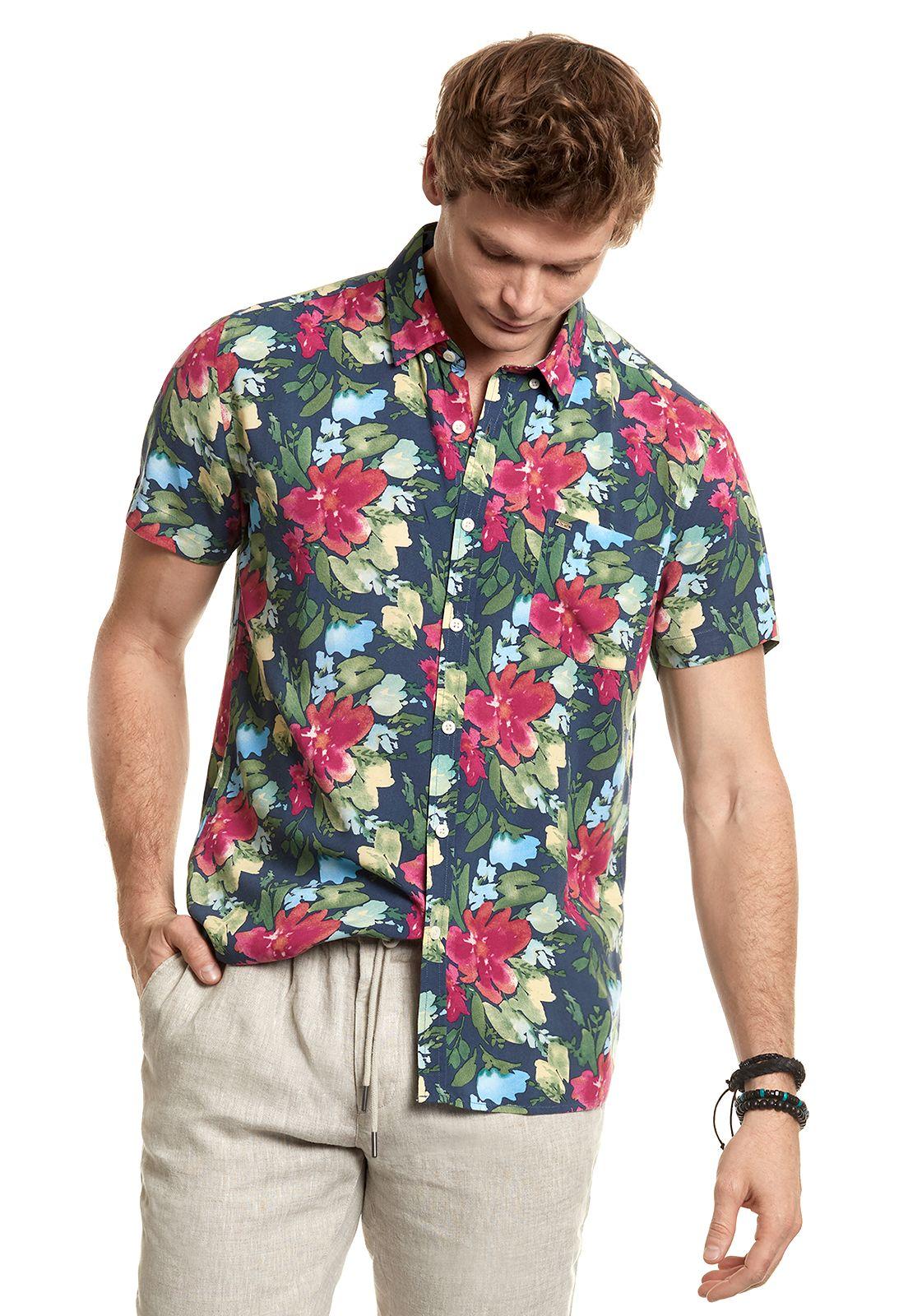 Camisa Estampada Hawai Fj Navy-0
