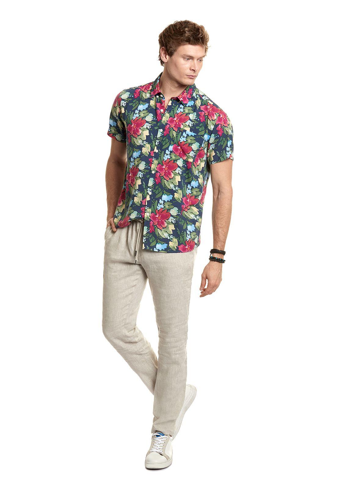 Camisa Estampada Hawai Fj Navy-1