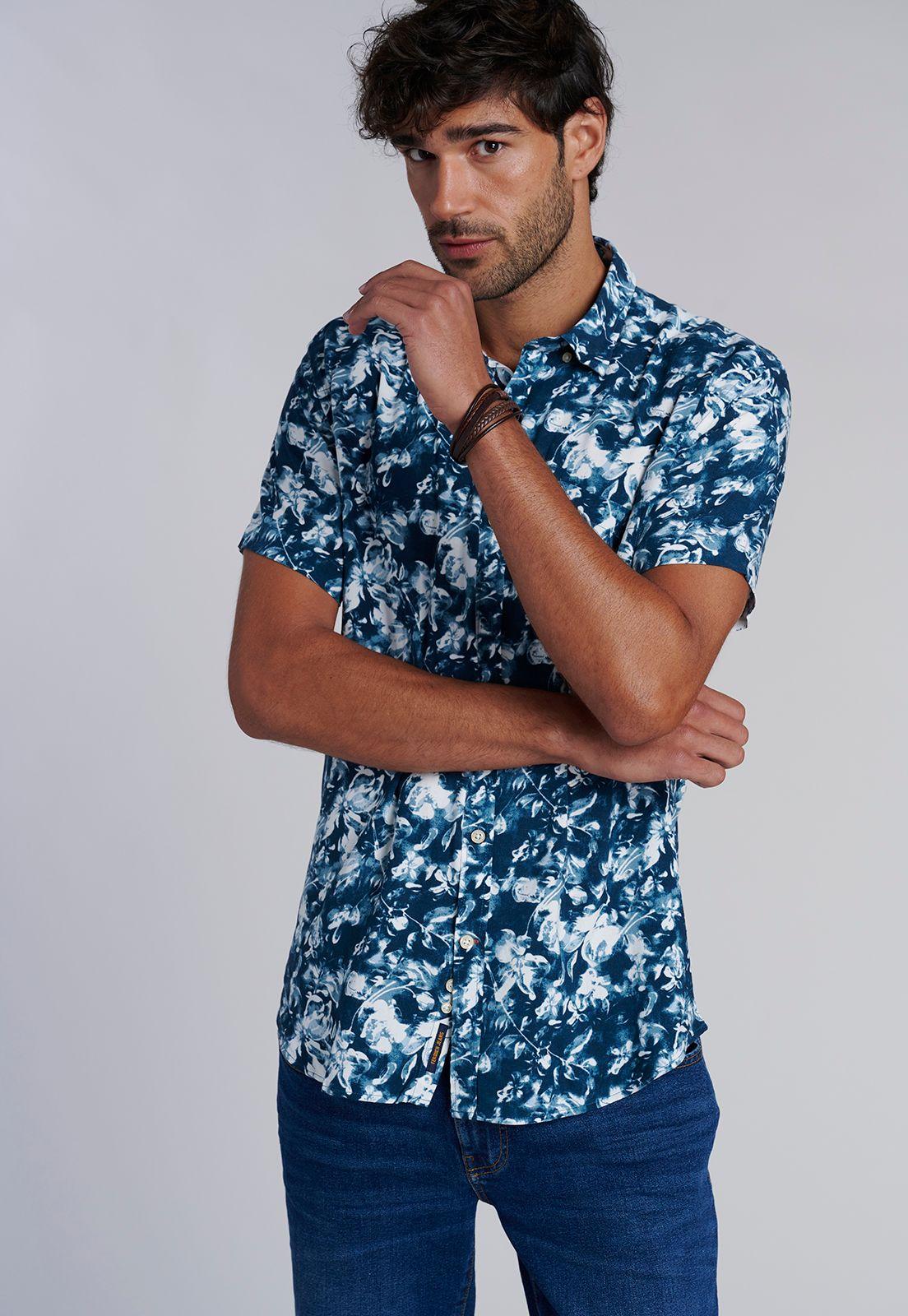 Camisa Estampada Blue Ohio Fj-4