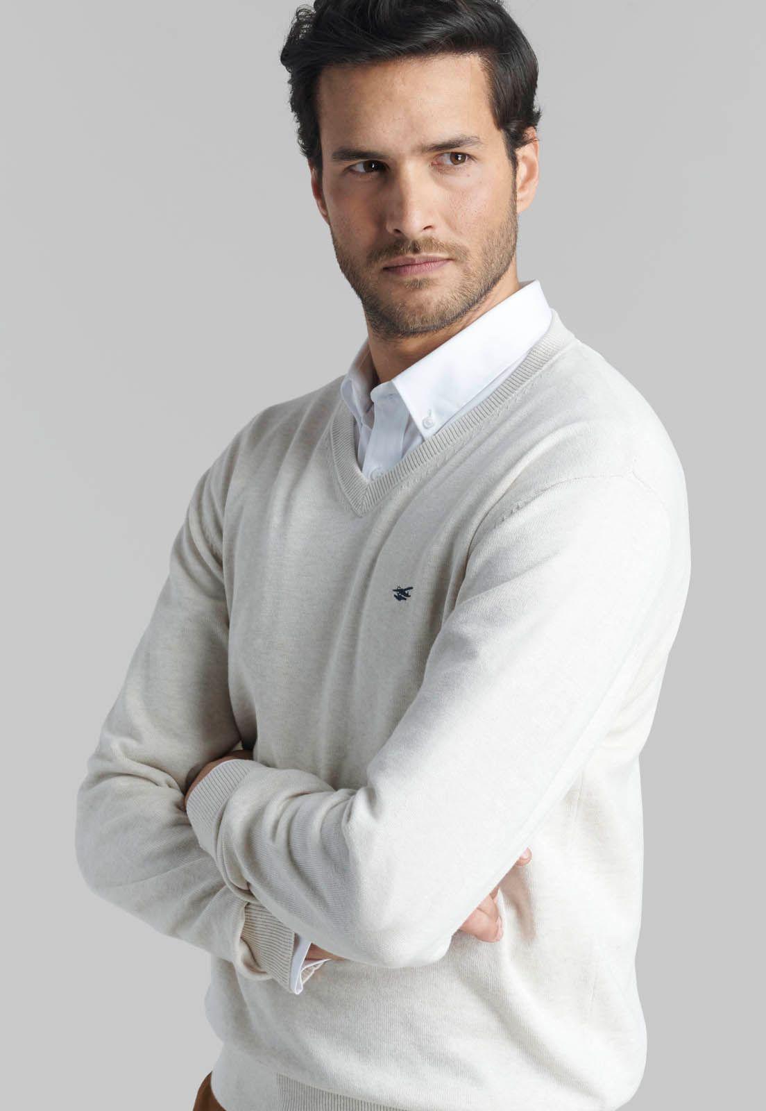 Sweater V Neck Melange Marble-2