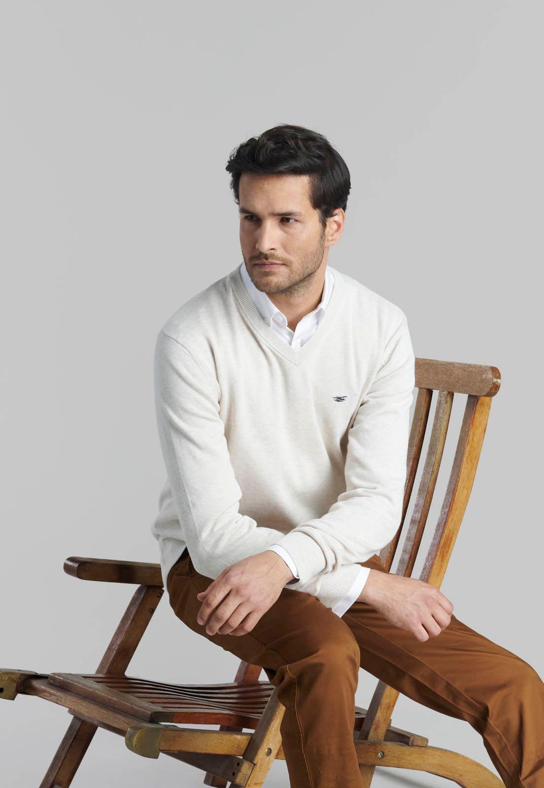 Sweater V Neck Melange Marble-4