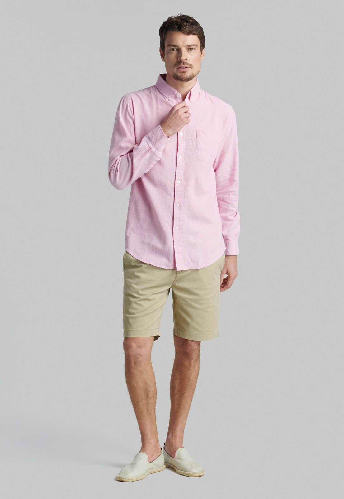 Camisa Sport Lino Lowell Coral-1