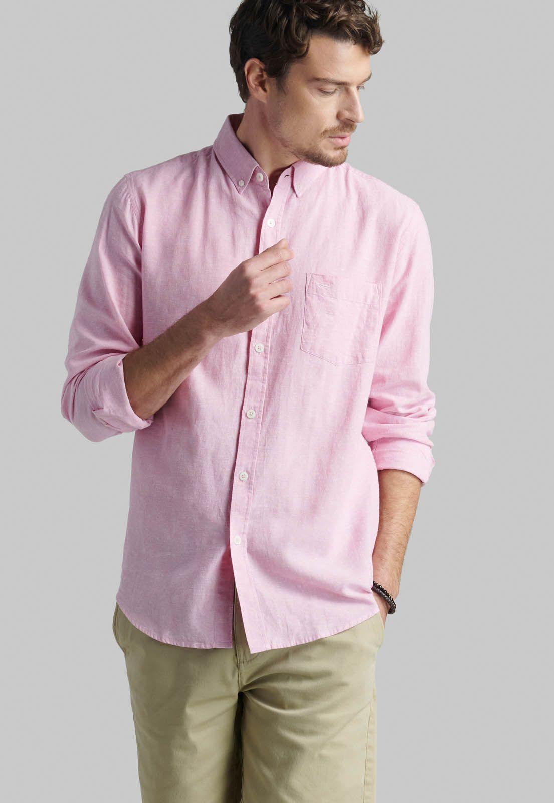 Camisa Sport Lino Lowell Coral-4