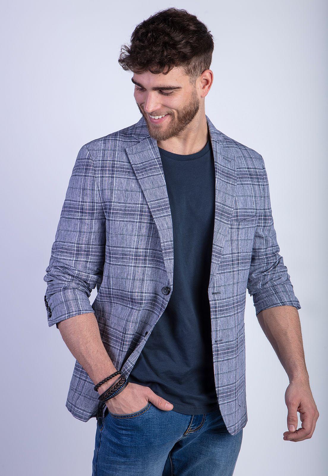 Blazer Check Austin F Navy-0