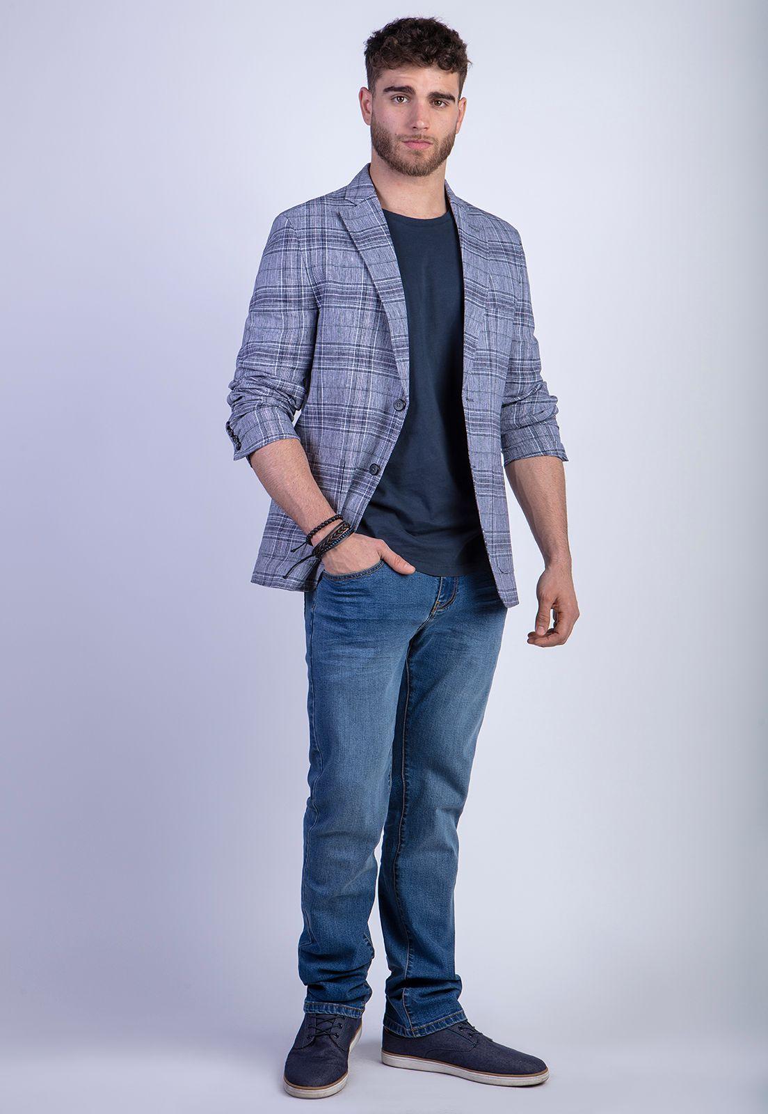 Blazer Check Austin F Navy-2