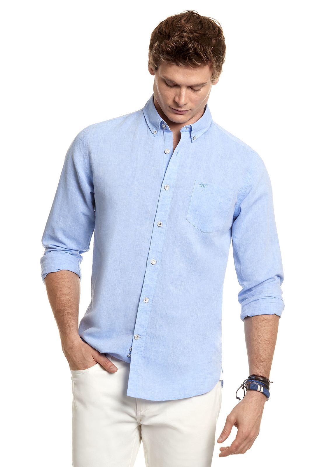 Camisa Sport Lino F Blue-0