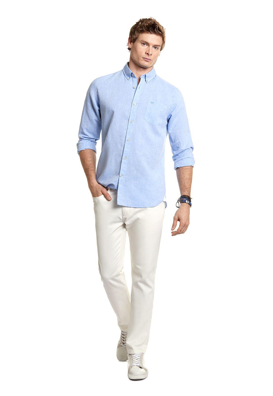 Camisa Sport Lino F Blue-1