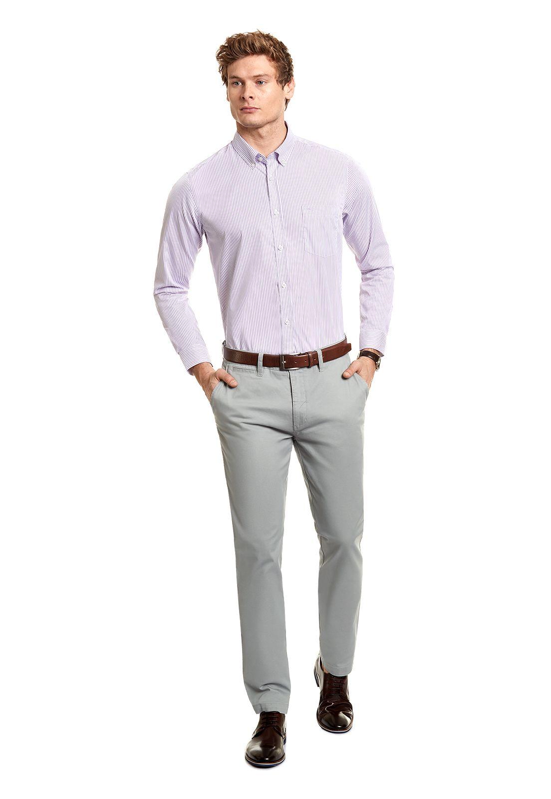 Pantalón Twill Slim /33 Grey-1