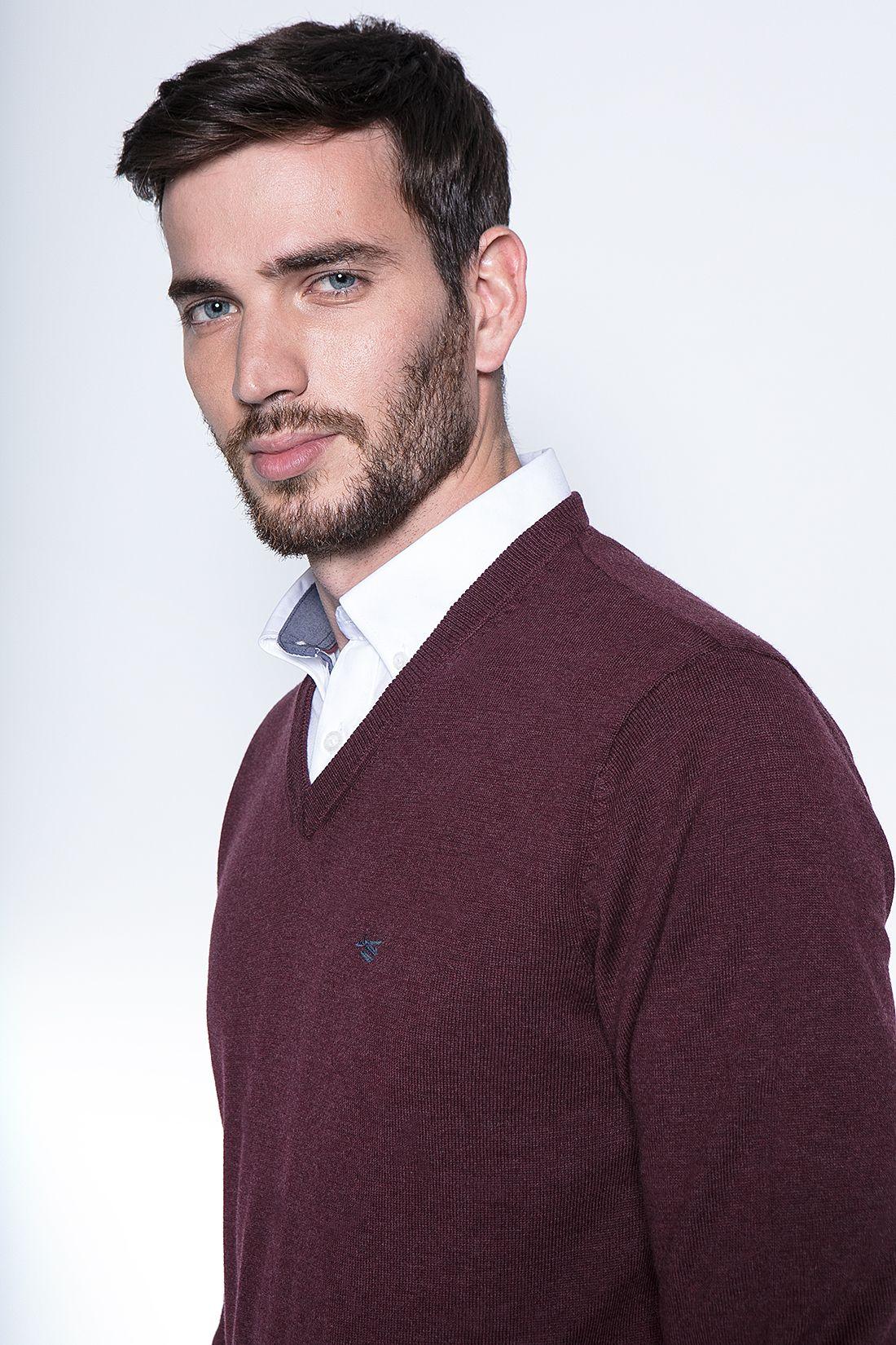 Melange Sweater Smart Casual L/S Burgundy-2