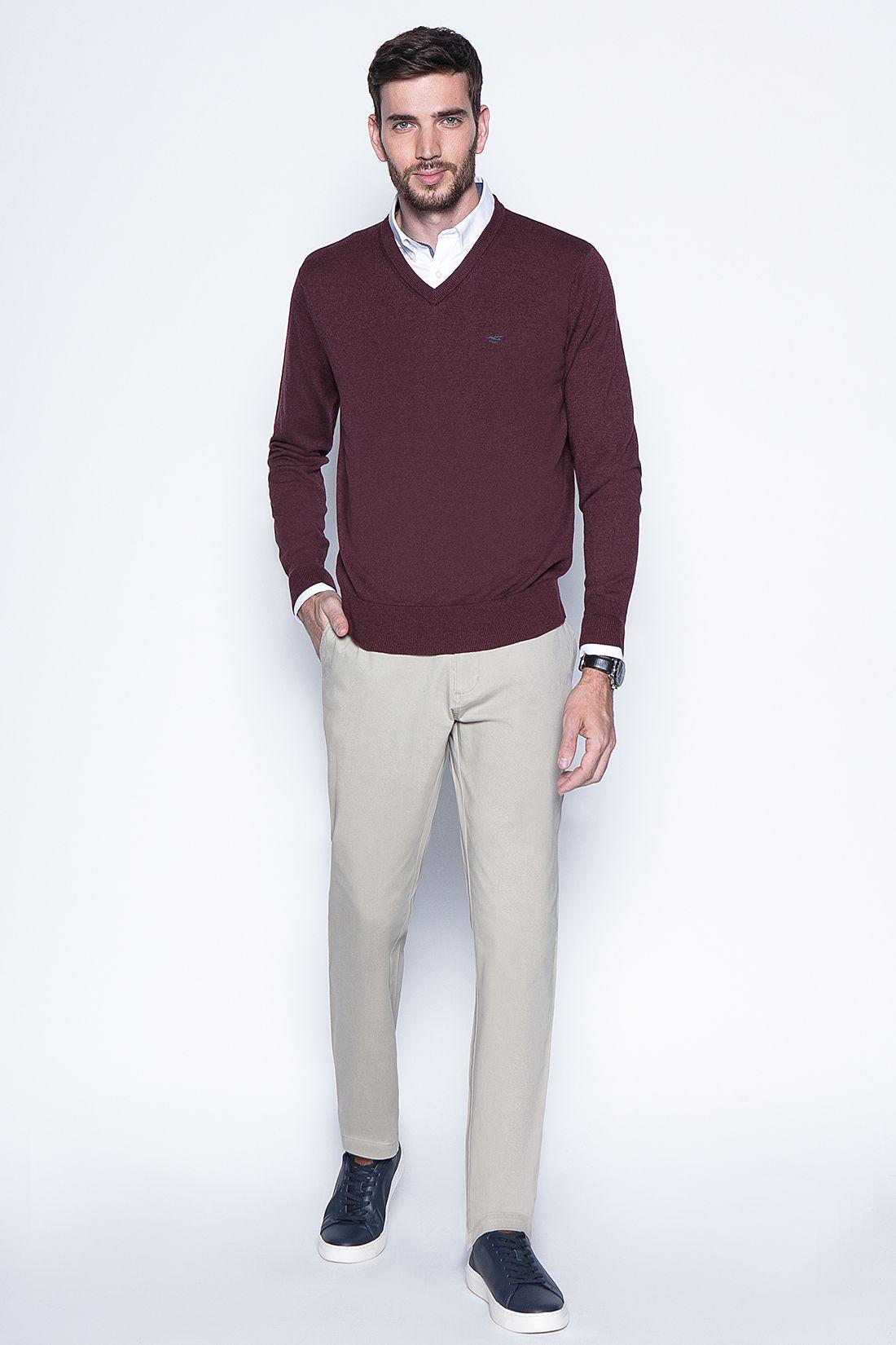 Melange Sweater Smart Casual L/S Burgundy-3