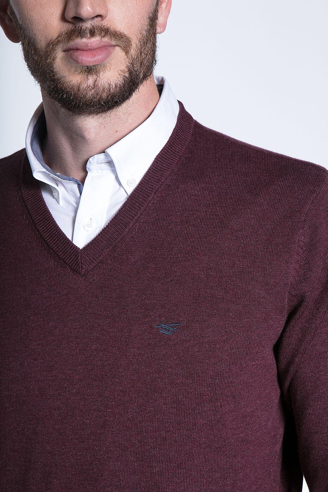 Melange Sweater Smart Casual L/S Burgundy-4