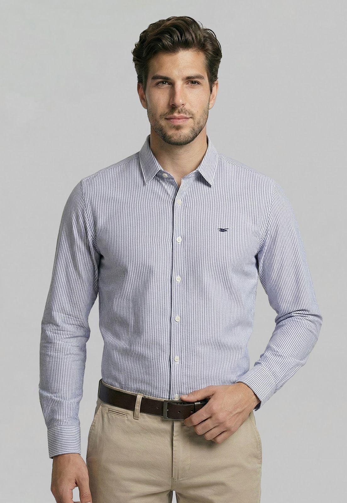 Camisa Sport Oxford Listada Navy-0