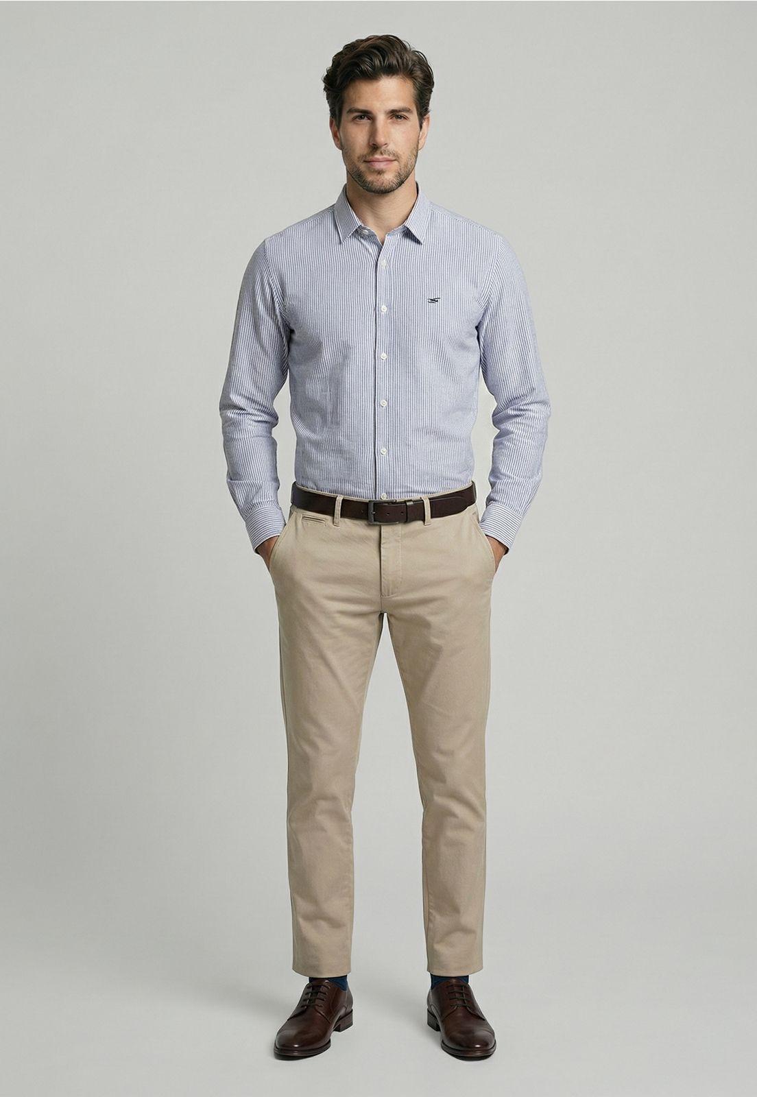 Camisa Sport Oxford Listada Navy-1