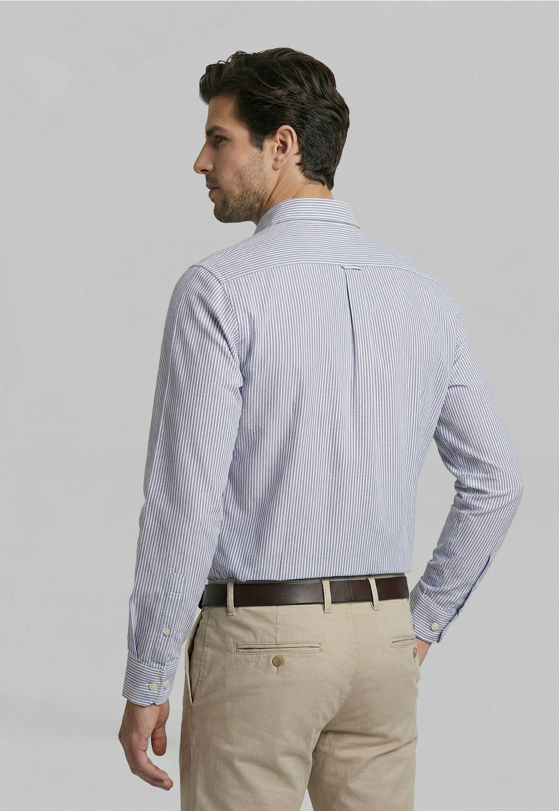 Camisa Sport Oxford Listada Navy-3