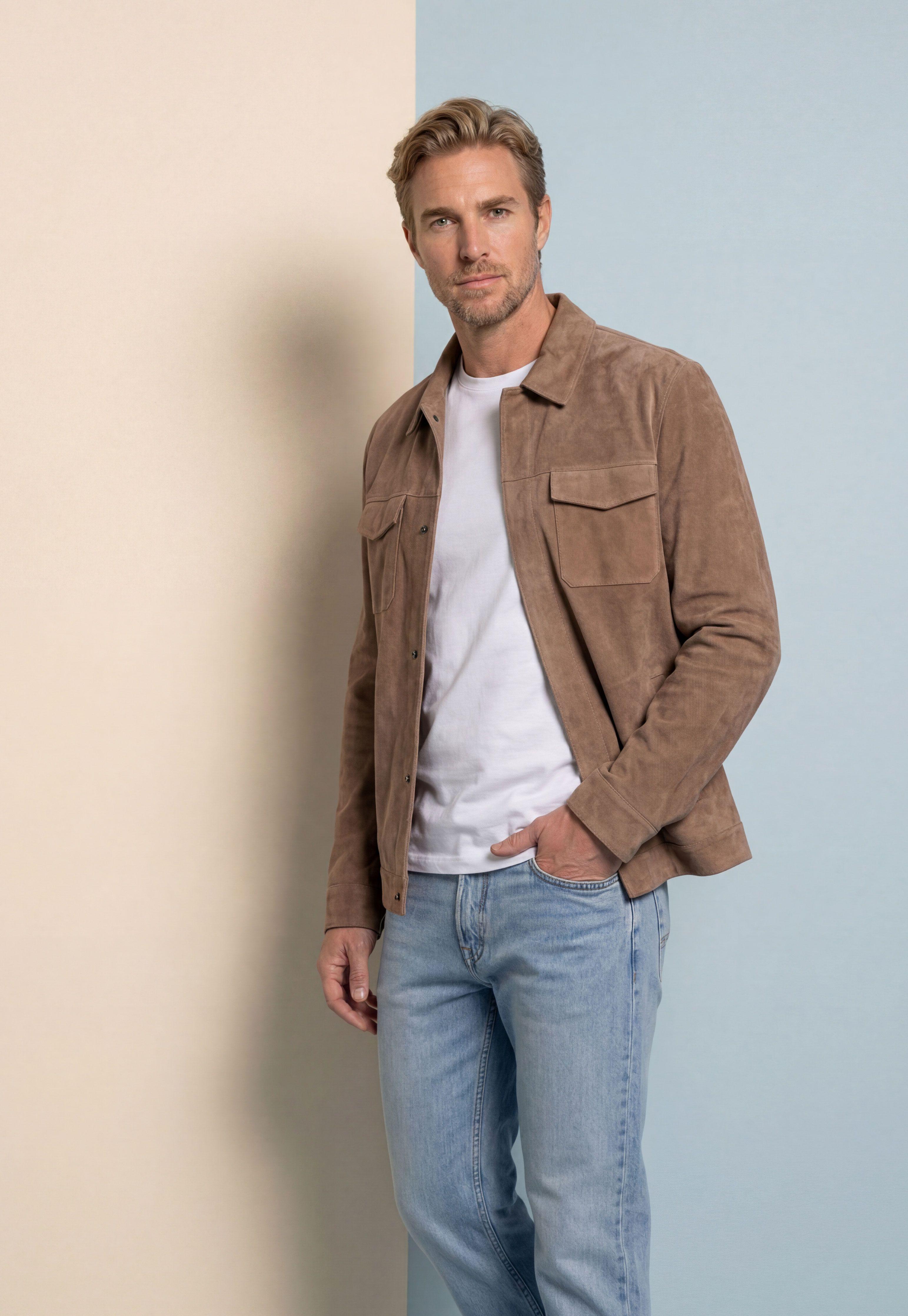 Overshirt Suede Taupe-4