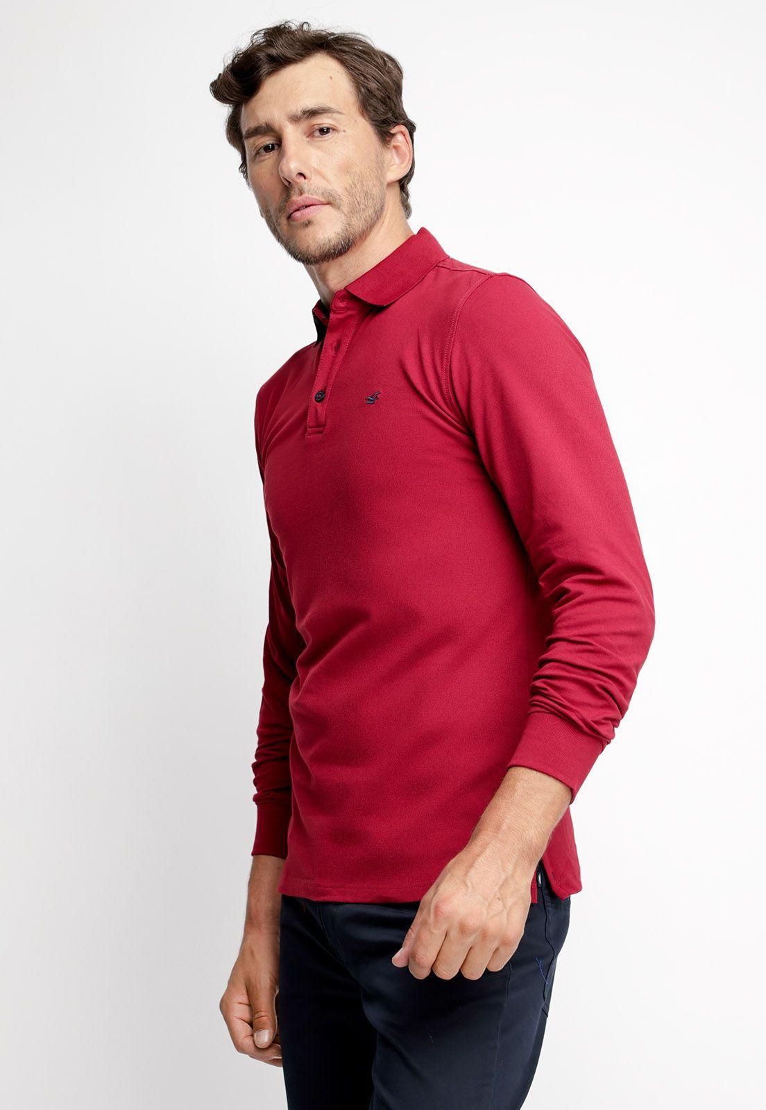 Polera Polo Básica Manga Larga Burgundy-0