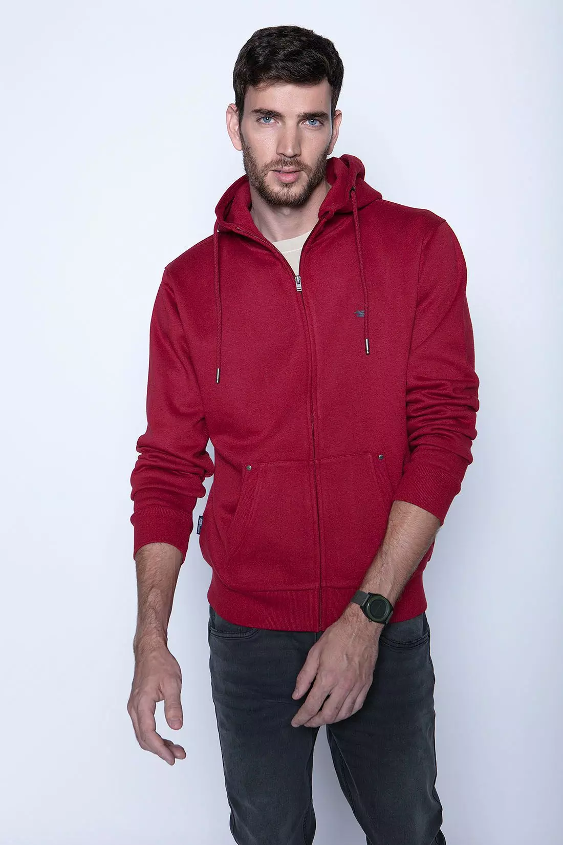 Polerón Básico Full Zipper Burgundy-0