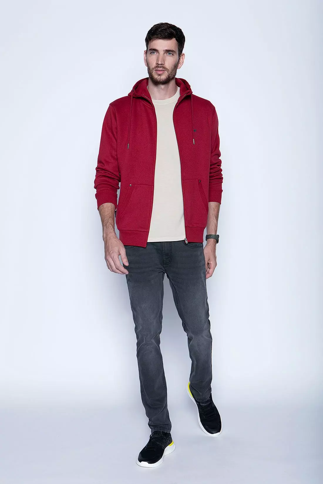 Polerón Básico Full Zipper Burgundy-3