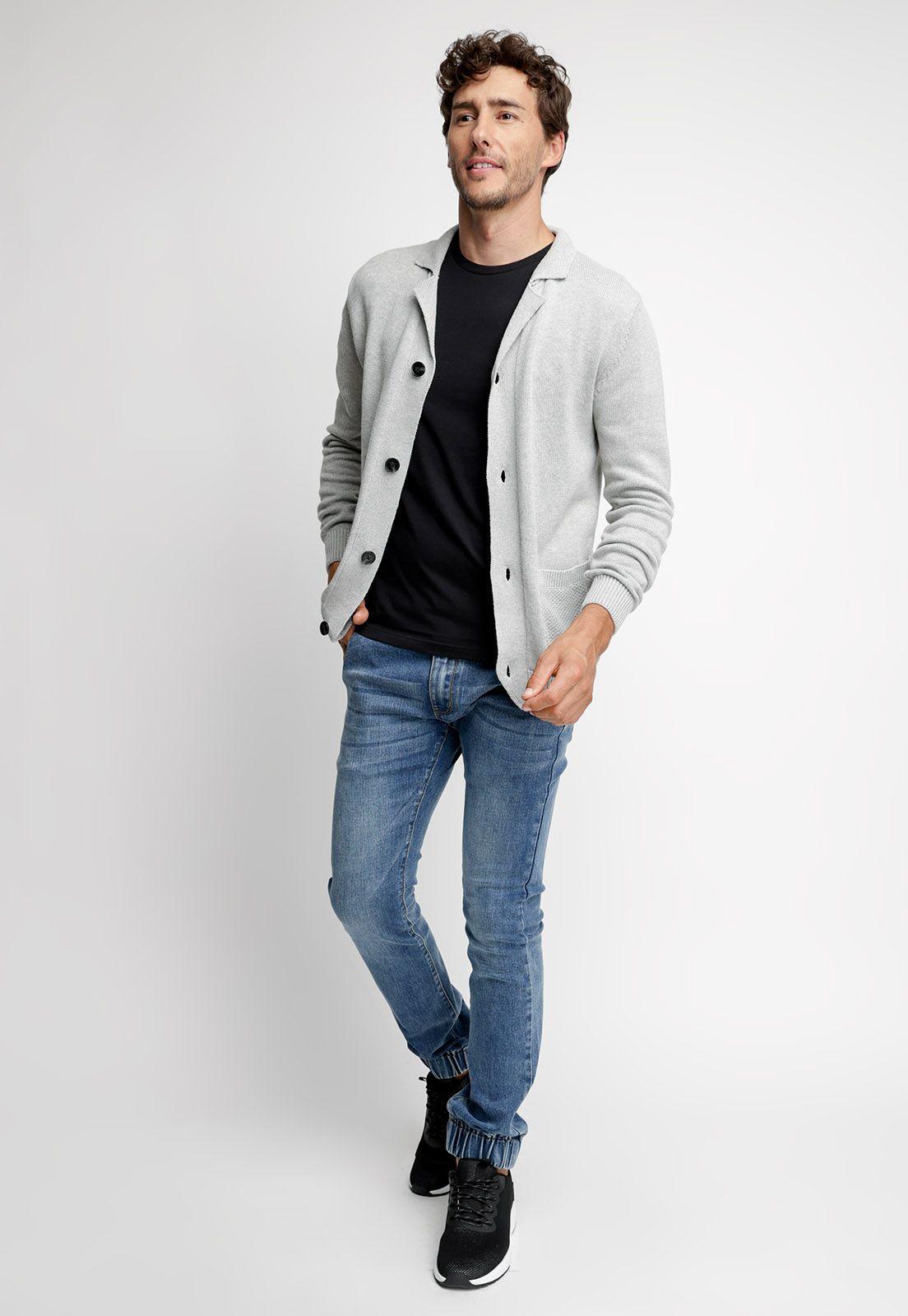 Cardigan Clásico Ohio Grey Melange-3