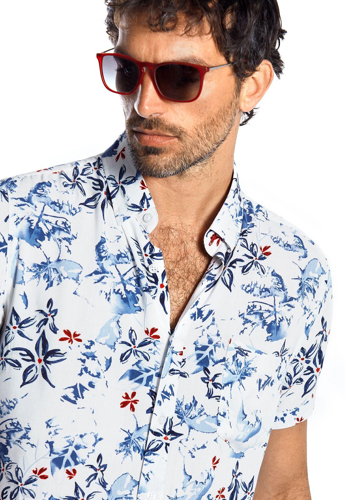 Camisa Manga Corta Estampada Trenton White-3