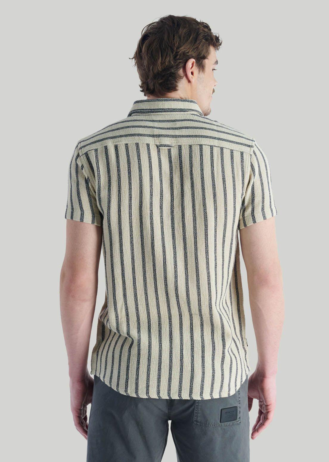 Camisa Stripe Casual Beige-3