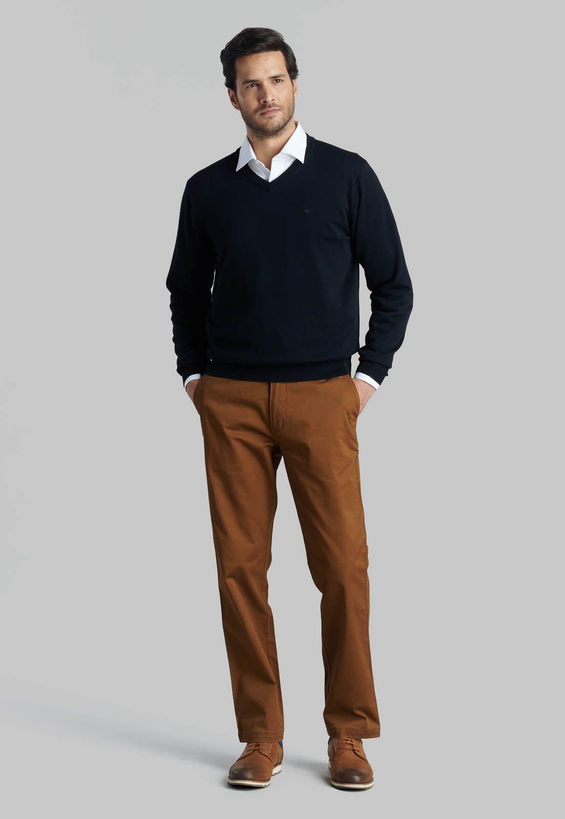 Sweater V Neck Solido Black-1
