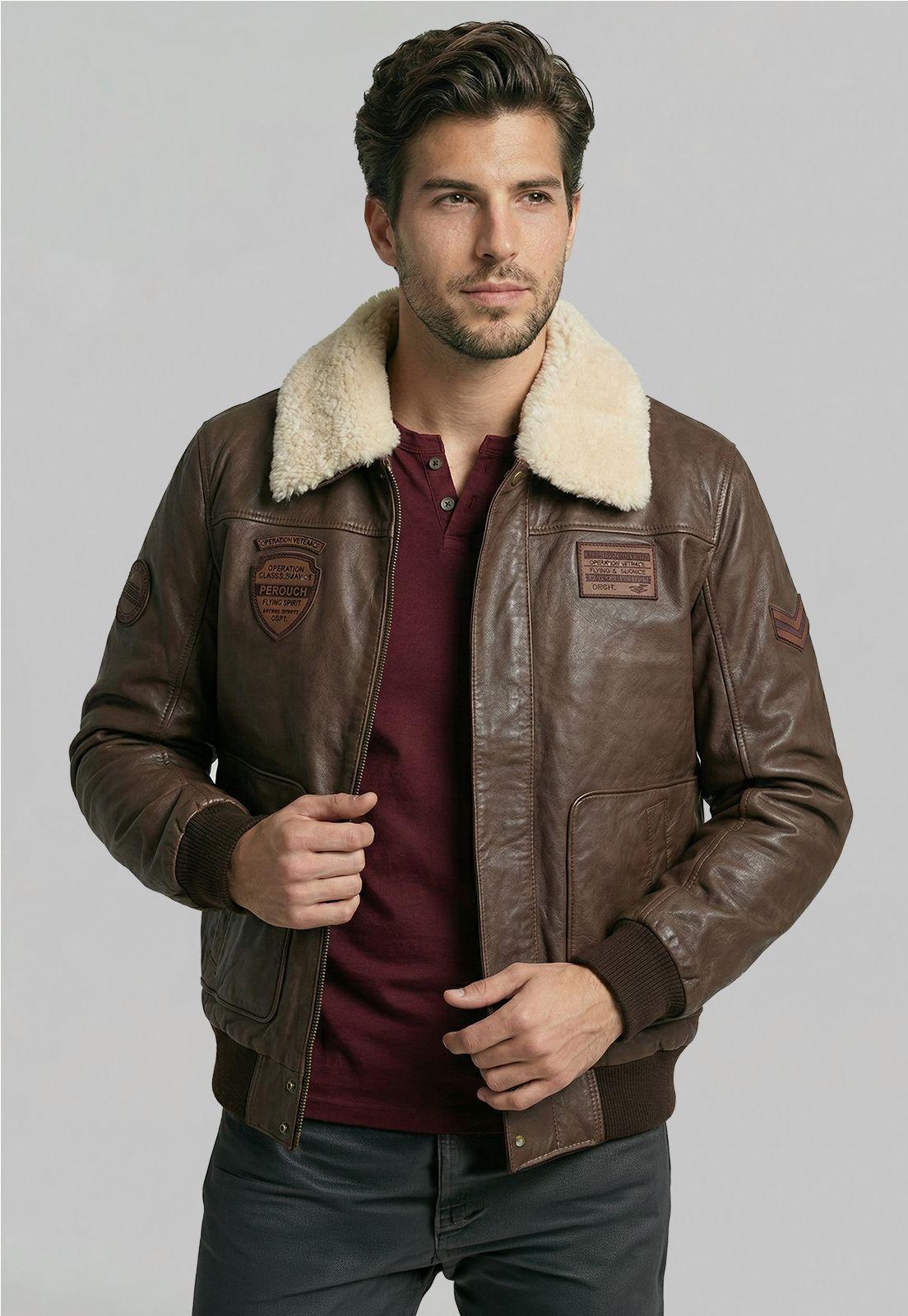 Chaqueta De Cuero Pilot Dk Brown-0