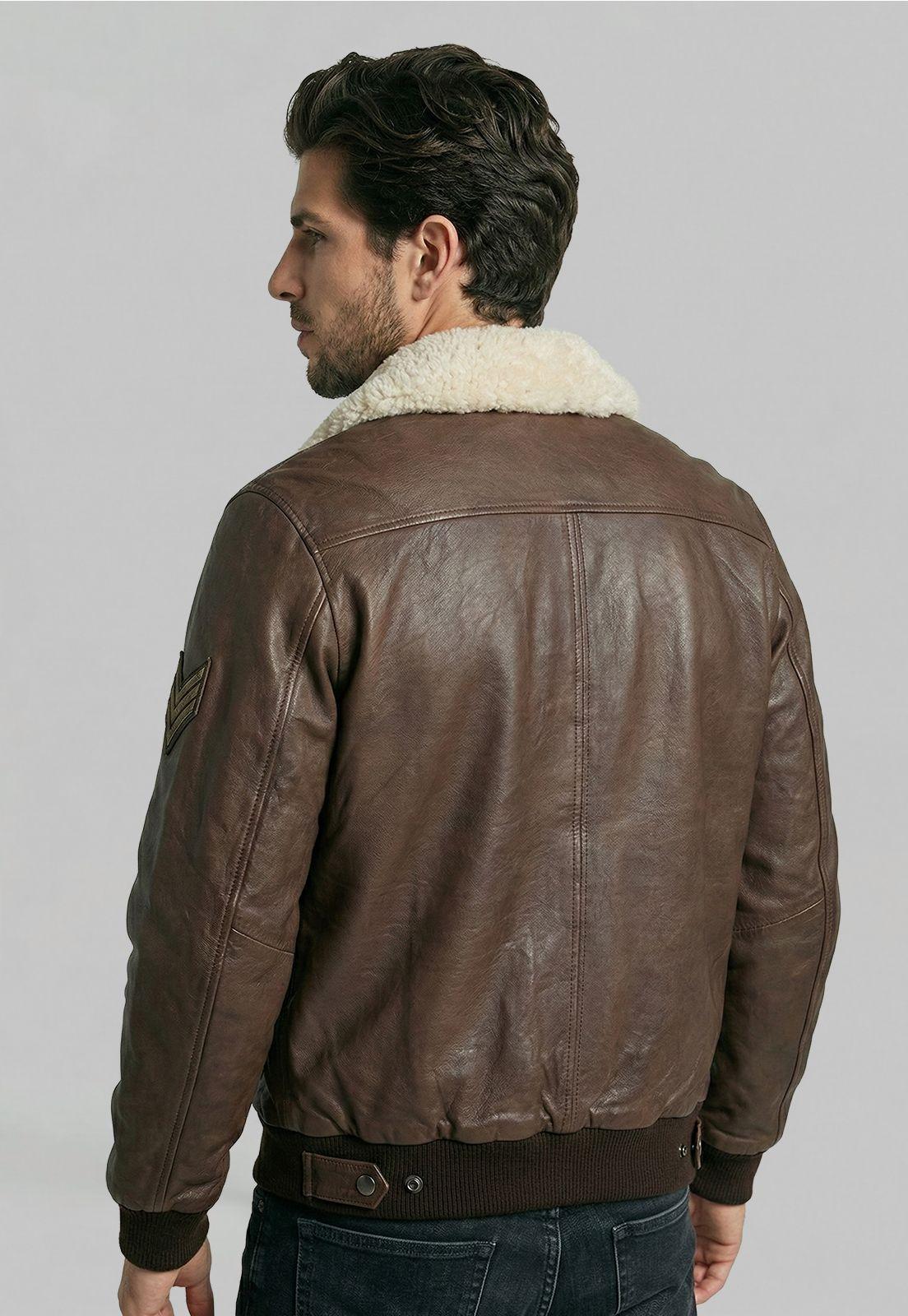 Chaqueta De Cuero Pilot Dk Brown-3