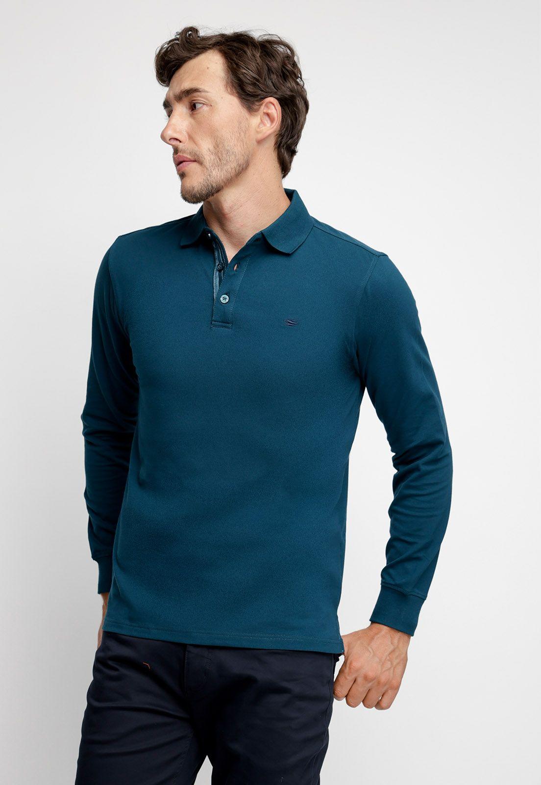 Polera Polo Básica Manga Larga Dk. Green-0