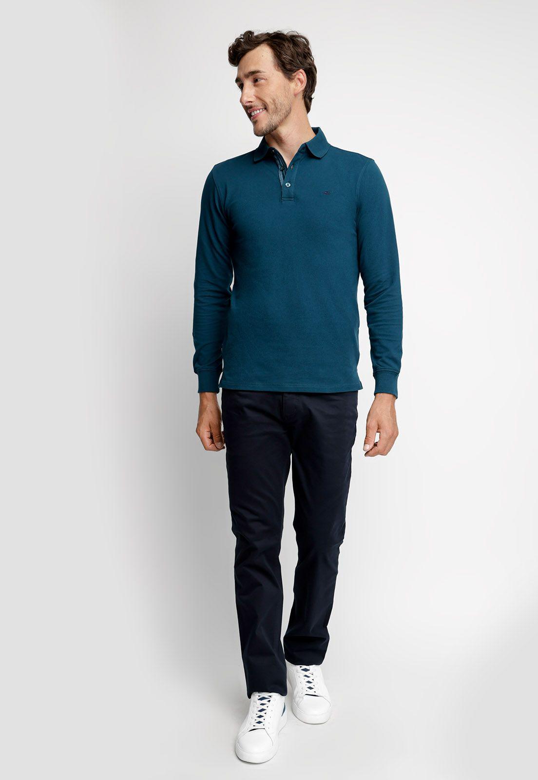 Polera Polo Básica Manga Larga Dk. Green-3