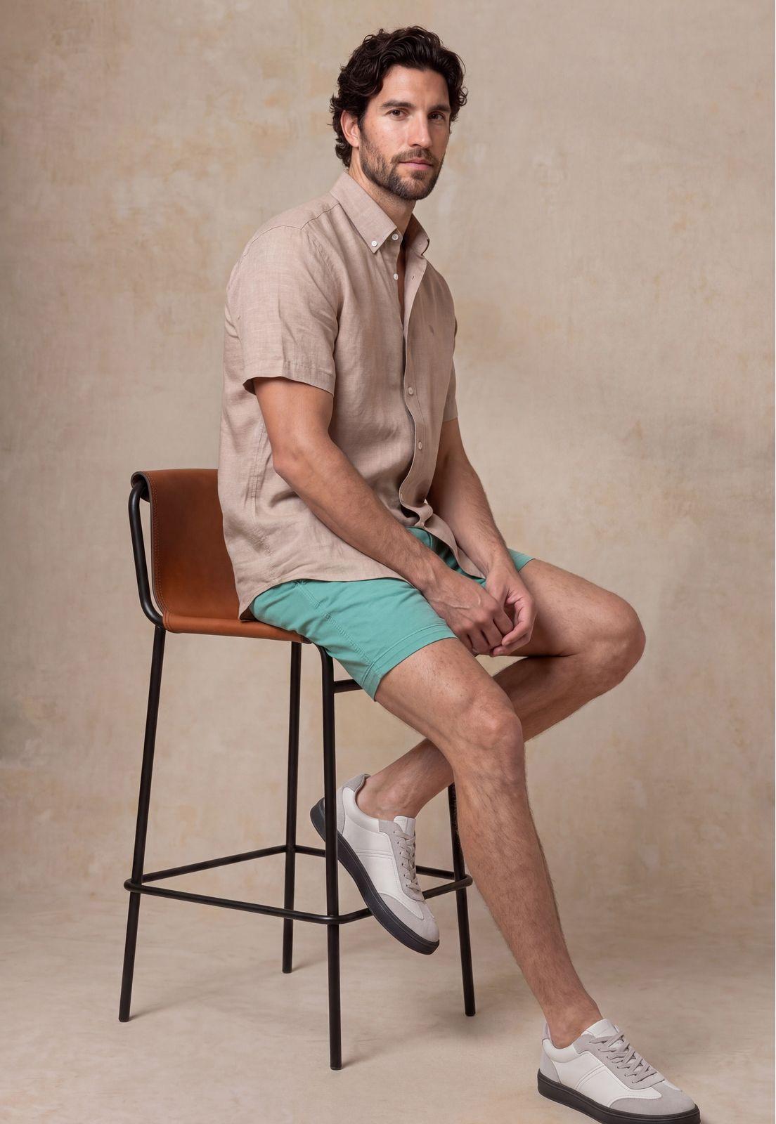 Camisa Sport Lino Atlanta Beige-4