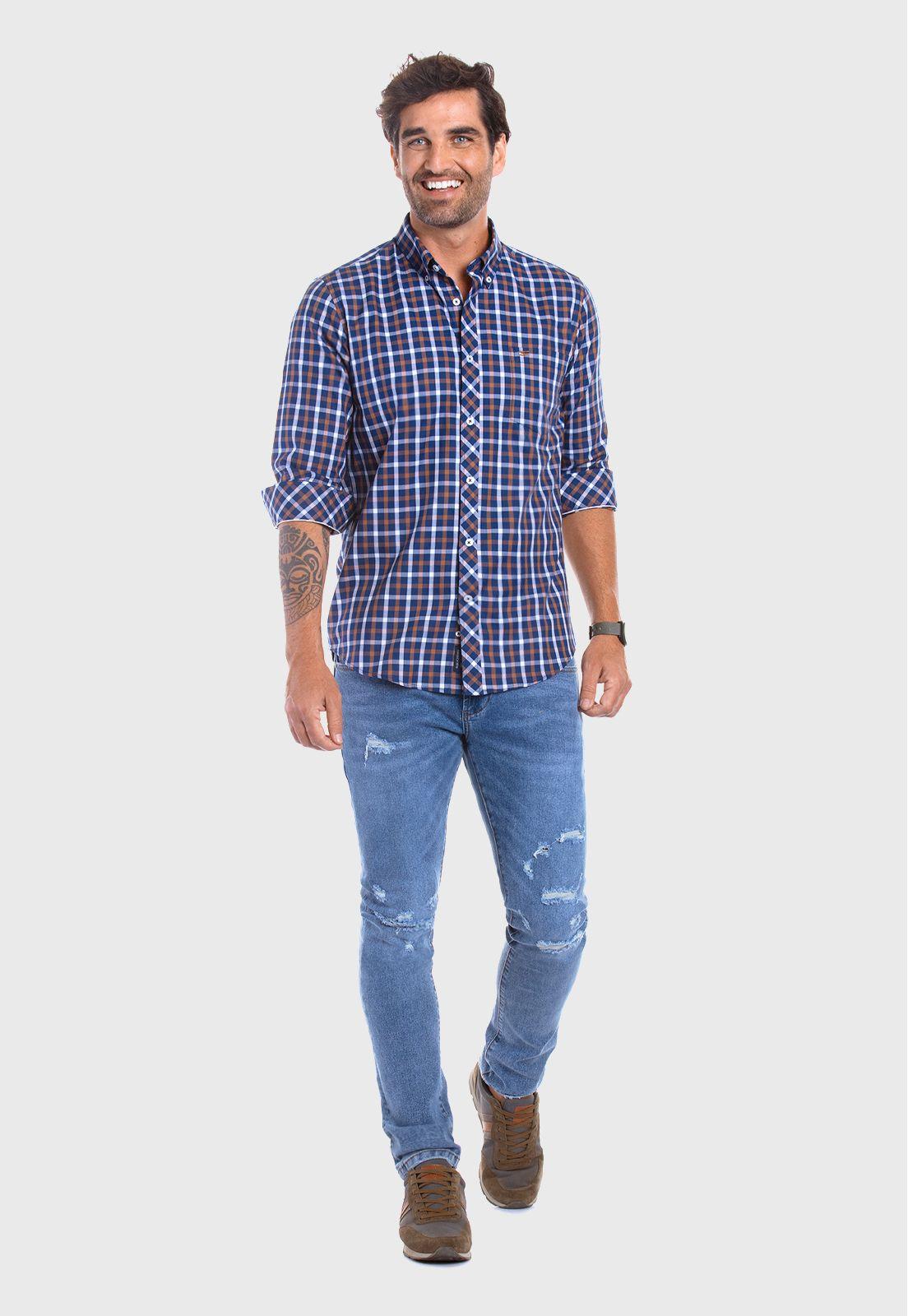Camisa Checkered Madison F Coffe-1