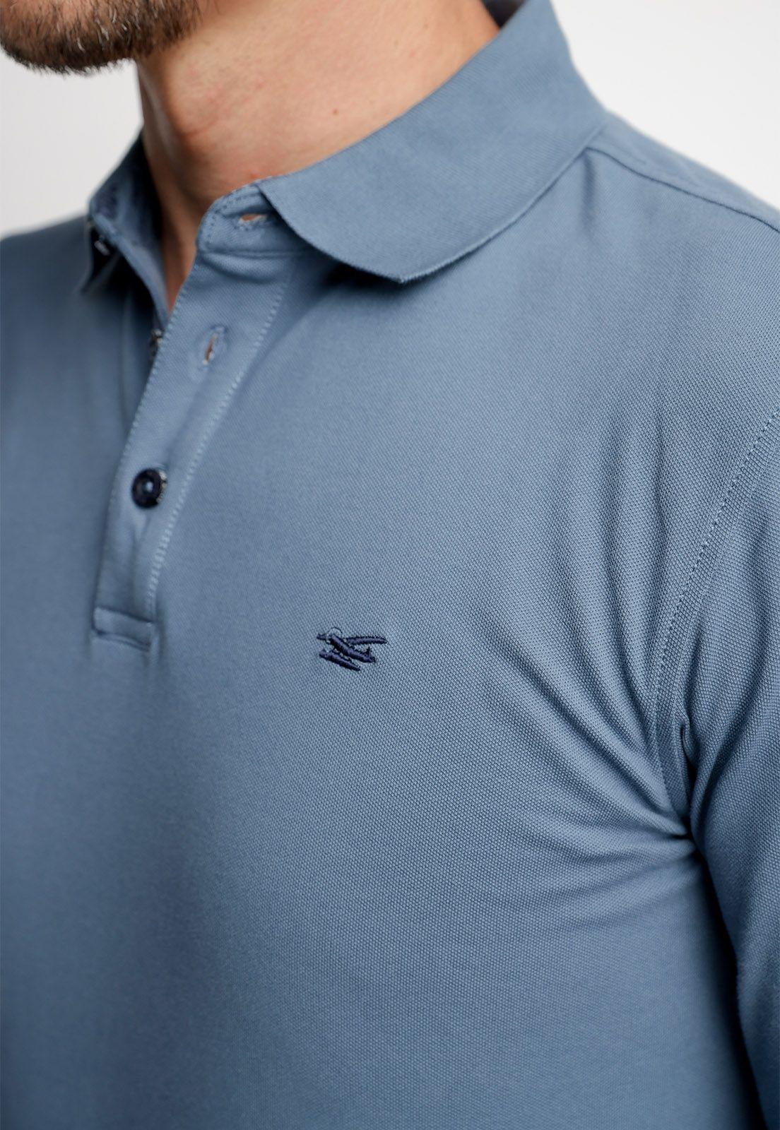 Polera Polo Básica Manga Larga Stone Blue-1