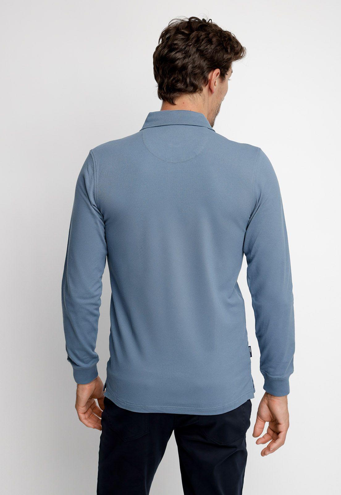 Polera Polo Básica Manga Larga Stone Blue-3