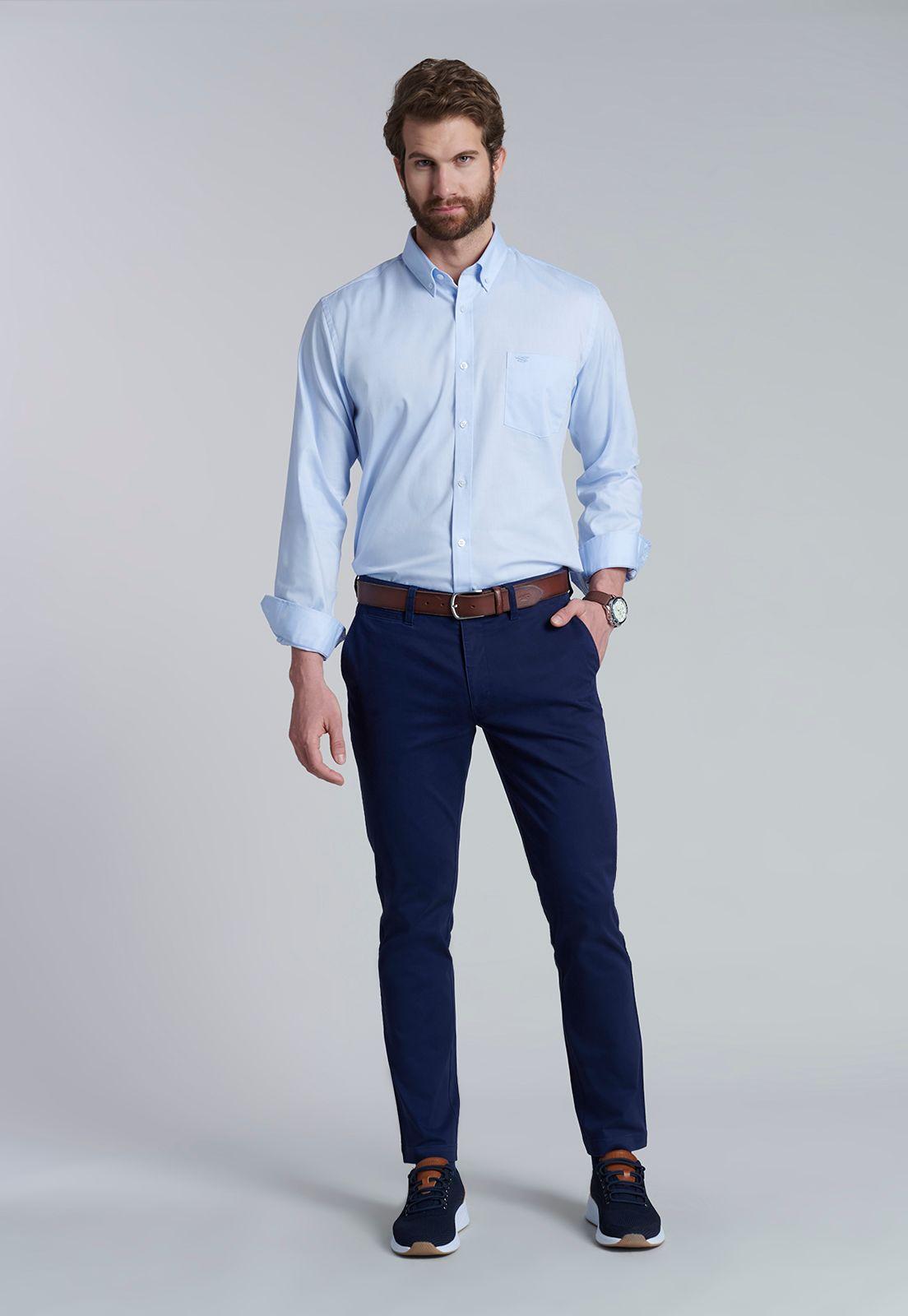 Camisa Smart Casual Oxford Sky-1