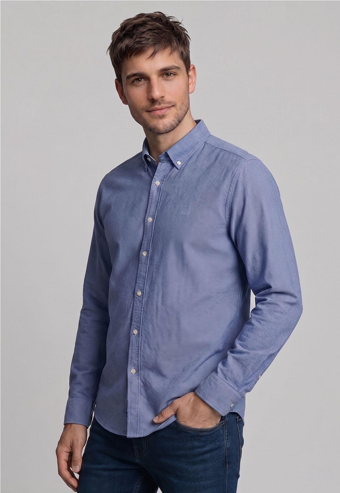 Camisa Regular Sport Sky Oxford-0