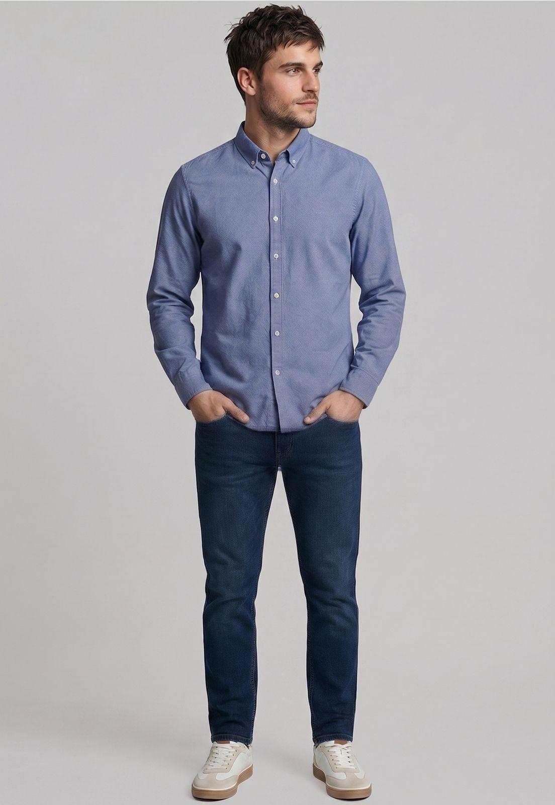 Camisa Regular Sport Sky Oxford-1