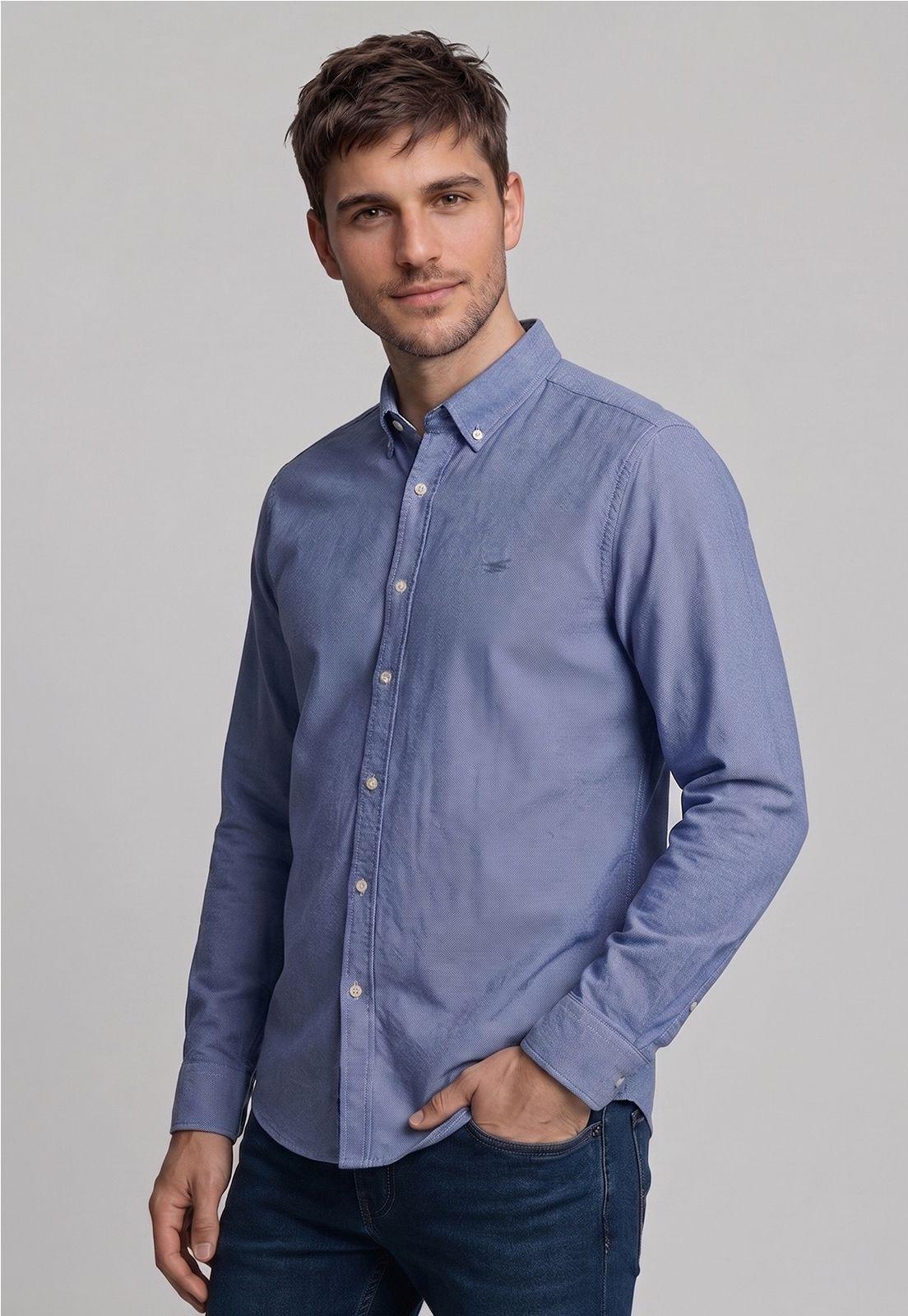 Camisa Regular Sport Sky Oxford-0