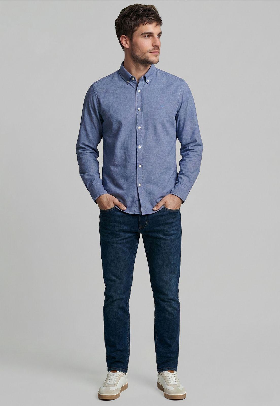 Camisa Regular Sport Sky Oxford-1