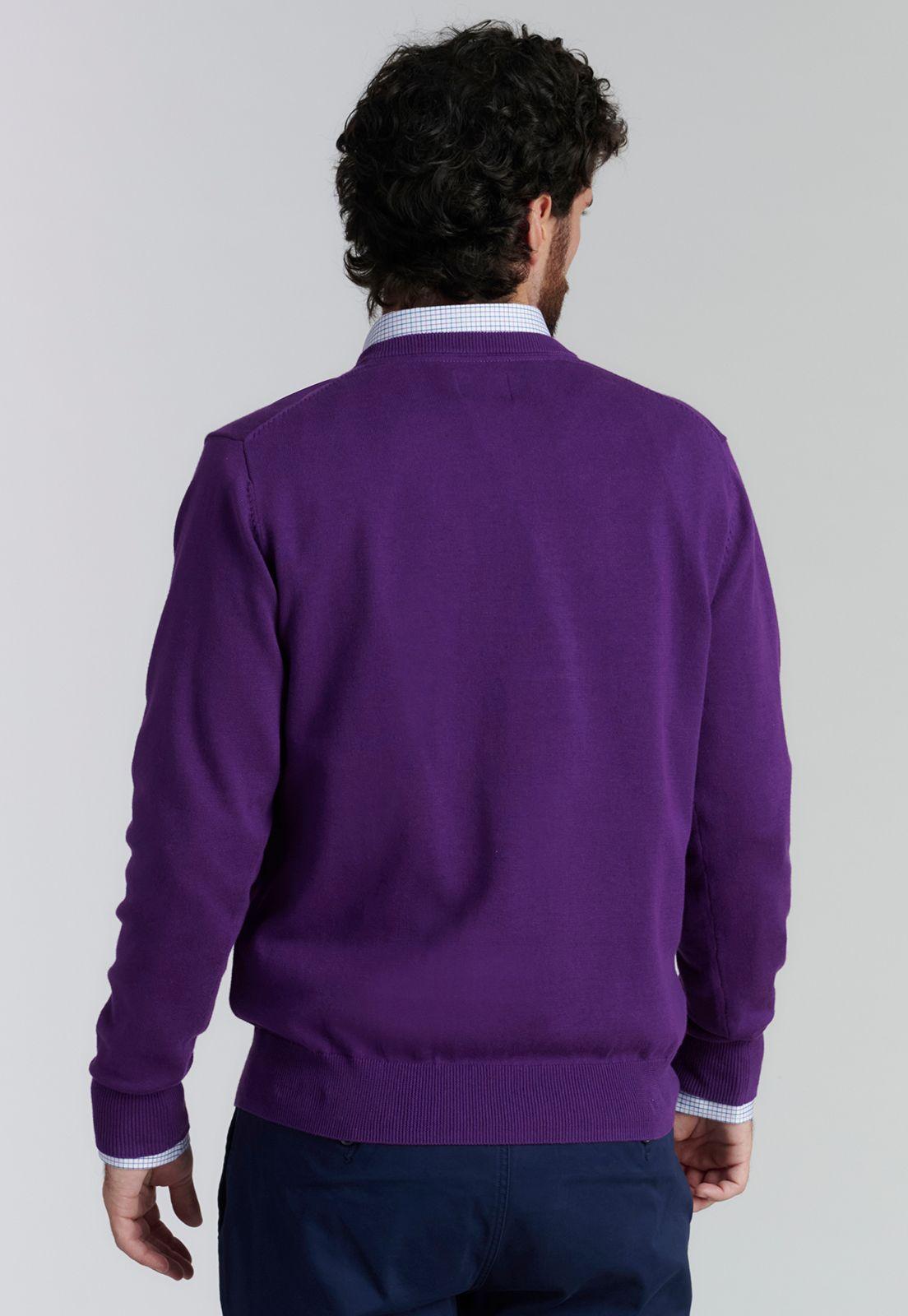 Sweater V Neck Solido F Smart Casual Dk Violet-3