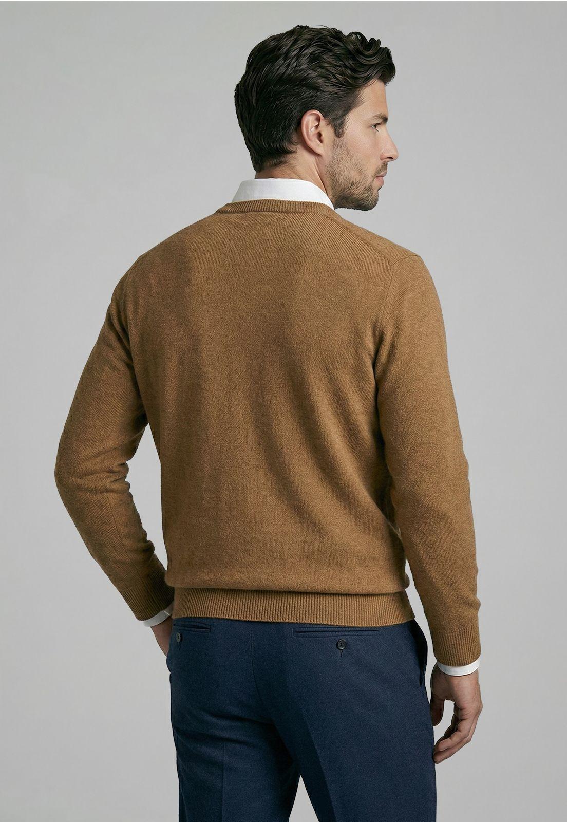 Sweater Atlanta V-Neck Lt Camel Melange-3