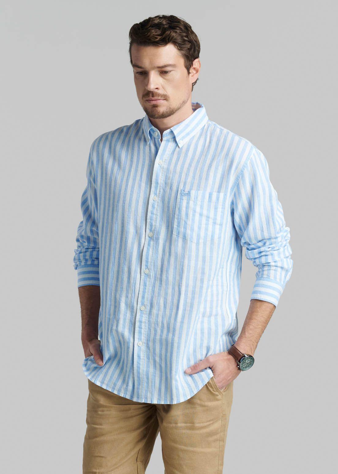 Camisa Lino Listada Omaga Sky-0